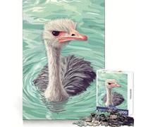 Rompecabezas de 1000 Piezas con ilustración de Avestruz Nadando en el Agua para Adultos Juguete para el Cerebro y el Entretenimiento en casa Bordes Ajustados Regalo Ideal para Navidad (50x75cm)