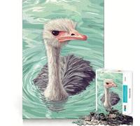 Rompecabezas de 1000 Piezas con ilustración de Avestruz Nadando en el Agua para Adultos Juguete para el Cerebro y el Entretenimiento en casa Bordes Ajustados Regalo Ideal para Navidad (50x75cm)