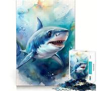 Rompecabezas de 1000 Piezas con ilustración de Baby Shark en Acuarela Ideal para Adolescentes Juego de concentración Mental Corte de precisión Bordes Lisos Rellenar Calcetines navideños