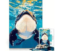 Rompecabezas de 1000 Piezas con ilustración de Ballena bajo el Agua Juego de concentración Mental con Cortes de precisión y Bordes Lisos Actividad Absorbente para Noches tranquilas (38x26cm)