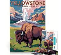 Rompecabezas de 1000 Piezas con ilustración de bisontes del Parque Nacional de Yellowstone para estimular la concentración Tecnología Avanzada de Corte láser Juego Mental para Llevar de Viaje Regalo
