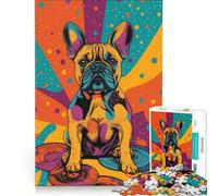 Rompecabezas de 1000 Piezas con ilustración de Bulldog francés Juguete de Bricolaje Desafío difícil con Piezas de Formas aleatorias Que encajan Perfectamente 38x52cm