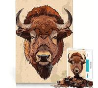 Rompecabezas de 1000 Piezas con ilustración de Cabeza de búfalo,Bordes limpios,decoración Divertida,resolución de Problemas,Tiempo fácil, (50x75cm)