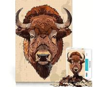 Rompecabezas de 1000 Piezas con ilustración de Cabeza de búfalo,diseño de Corte nítido,Ideal para desarrollar la lógica,Relajarse y divertirse en cumpleaños (38x26cm)