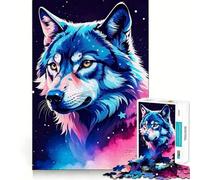 Rompecabezas de 1000 Piezas con ilustración de Cabeza de Lobo para Adultos Juego Que estimula la Mente Superficie Lisa y sin Rebabas Un pasatiempo Fascinante para los Momentos de Ocio (38x52cm)