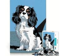 Rompecabezas de 1000 Piezas con ilustración de Cavalier King Charles Spaniel,Bordes Lisos,Juego Creativo,Juguete para Pasar un rato Agradable,Regalo Divertido de cumpleaños (38x52cm)