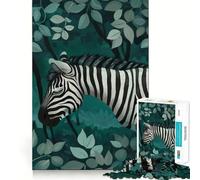 Rompecabezas de 1000 Piezas con ilustración de Cebra en un Bosque Turquesa para Adultos Juego de Ejercicios de Pensamiento Ajuste Espacios Actividad para Fortalecer los Lazos Familiares