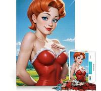 Rompecabezas de 1000 piezas con ilustración de chica pin-up pelirroja para adolescentes Juguete para desarrollar la lógica y la capacidad de relajación Bordes lisos Regalo de primera calidad (50x75cm)