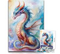 Rompecabezas de 1000 Piezas con ilustración de dragón en Acuarela Aprendizaje Consciente Juego Divertido Celebraciones alegres Tamaño 38x52cm