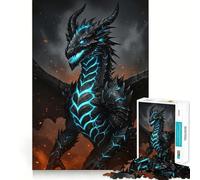 Rompecabezas de 1000 Piezas con ilustración de dragón en Blanco y Negro Articulaciones Suaves Divertido Juego de lógica y Pensamiento Ideal para Pasar un Buen rato Navidad 38x52cm