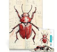Rompecabezas de 1000 Piezas con ilustración de Escarabajo Rojo para Adolescentes Juguete de lógica Fina, fácil de Usar, con Bordes limpios, Ideal para Festivales (38x52cm)