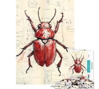 Rompecabezas de 1000 Piezas con ilustración de Escarabajo Rojo Rompecabezas para Adultos Juegos de relajación análisis y lógica Toda la Familia (tamaño 50x75cm)