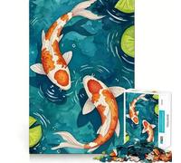 Rompecabezas de 1000 Piezas con ilustración de Estanque de Peces koi en Acuarela Desarrolla la Memoria y la Capacidad de Corte Un Regalo Ideal para estimular la Mente (38x26cm)