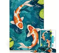 Rompecabezas de 1000 Piezas con ilustración de Estanque de Peces koi en Acuarela Juguete para desarrollar la Capacidad cognitiva Superficie Lisa y sin Rebabas Actividad Relajante para Grupos