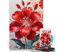 Rompecabezas de 1000 Piezas con ilustración de Flor de Hibisco Rojo Vibrante Ideal para ejercitar la Memoria,con Bordes Lisos y Encaje Forma Divertida de llenar los ratos Libres (38x52cm)