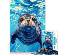 Rompecabezas de 1000 Piezas con ilustración de Foca bajo el Agua para Adultos Mejora la Memoria, Alivia la ansiedad y Decora la Pared con Bordes Afilados (50x75cm)