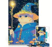 Rompecabezas de 1000 Piezas con ilustración de Gato Mago Juego Mental Divertido,diseño de Ajuste Huecos Regalo Ideal para reuniones Familiares (38x52cm)