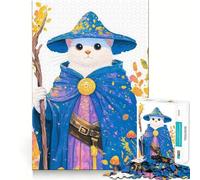 Rompecabezas de 1000 Piezas con ilustración de Gato Mago para Adultos Diversión para ejercitar la Mente Corte de precisión Bordes Lisos Actividad Absorbente para Noches tranquilas (38x26cm)