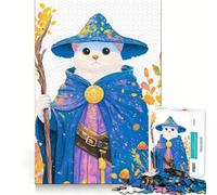 Rompecabezas de 1000 Piezas con ilustración de Gato Mago para Adultos Diversión para Entrenar la Mente Componentes Resistentes y de Corte Limpio Actividad Relajante para desconectar (38x52cm)