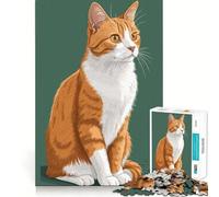 Rompecabezas de 1000 Piezas con ilustración de Gato Naranja y Blanco para Adultos Juguete Inteligente para el hogar Decoración de Pared con Corte preciso (38x26cm)