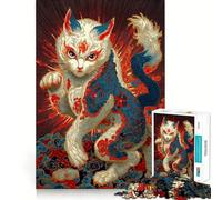 Rompecabezas de 1000 Piezas con ilustración de Gato ornamentada y Motivos asiáticos para Adolescentes Juguete Que estimula la lógica y Alivia la tensión Borde de Calidad Artículo de Santa Claus
