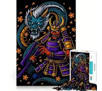 Rompecabezas de 1000 Piezas con ilustración de Guerrero samurái y dragón para Adolescentes Juguete de lógica para Jugar en Grupo Corte de precisión Regalo Original (38x26cm)