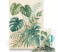 Rompecabezas de 1000 piezas con ilustración de hojas tropicales en acuarela para adolescentes Actividad divertida para estimular la mente de alta precisión ideal para relajarse y desconectar (38x26cm)