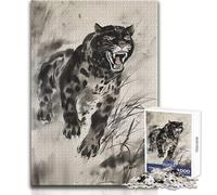 Rompecabezas de 1000 Piezas con ilustración de Jaguar Salvaje para Adultos Aprendizaje Interactivo, Actividad Divertida, Regalo conmovedor y Memorable Tamaño: 38x52cm