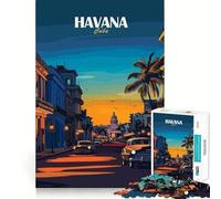 Rompecabezas de 1000 Piezas con ilustración de la Ciudad de La Habana,Cuba Ideal para Jugar,concentrarse y divertirse Relajarse (38x26cm)