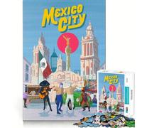 Rompecabezas de 1000 Piezas con ilustración de la Ciudad de México Juguete Divertido para ejercitar la Mente y la Mente Tiempo de Juego Tranquilo Pieza de Arte navideña (50x75cm)