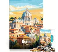Rompecabezas de 1000 Piezas con ilustración de la Ciudad de Roma Juego de fácil Montaje Regalo Ideal para Relajarse y Disfrutar de la Navidad Decoración navideña (50x75cm)