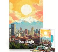 Rompecabezas de 1000 Piezas con ilustración de la Ciudad de Santiago de Chile Juguete Divertido para ejercitar la Mente y Disfrutar de Momentos de Paz Obra de Arte navideña (50x75cm)