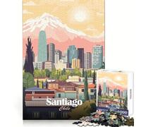 Rompecabezas de 1000 Piezas con ilustración de la Ciudad de Santiago de Chile para Adolescentes Un Juego de ingenio para Momentos de Ocio Cierre sólido Regalo Creativo (38x26cm)
