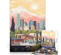 Rompecabezas de 1000 Piezas con ilustración de la Ciudad de Santiago de Chile para Adolescentes Un Juego de ingenio para Momentos de Ocio Cierre sólido Regalo Creativo (50x75cm)