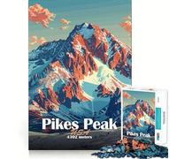 Rompecabezas de 1000 Piezas con ilustración de la montaña Pikes Peak para Adultos Juguete para ejercitar la Mente Diversión para Toda la Familia Corte de precisión Un Regalo Encantador (50x75cm)