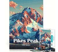 Rompecabezas de 1000 Piezas con ilustración de la montaña Pikes Peak para Adultos Juguete para el hogar Disfrute de un Corte Fino Regalo Ideal para Pedir un Deseo a Santa Claus (38x26cm)