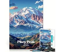 Rompecabezas de 1000 Piezas con ilustración de la montaña Pikes Peak para Adultos Rompecabezas Suave para Relajarse Imagen para armar Artículo de Santa Claus (38x26cm)