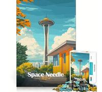 Rompecabezas de 1000 Piezas con ilustración de la Space Needle para Adolescentes Colección de Arte de Corte nítido para una Mayor Tranquilidad y relajación (50x75cm)