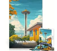 Rompecabezas de 1000 Piezas con ilustración de la Space Needle para Adolescentes Ideal para Mejorar la Memoria, Relajarse y divertirse Diseño artístico con Corte nítido (38x26cm)