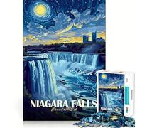Rompecabezas de 1000 Piezas con ilustración de Las Cataratas del Niágara de Noche, Ideal para Adultos Juguete de Tren lógico Tiempo de Paz Corte Suave Regalo Premium (50x75cm)