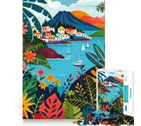 Rompecabezas de 1000 Piezas con ilustración de Las Islas Eolias,Italia,con Bordes Finos,Ideal para Juegos de lógica,Entretenimiento y diversión en cumpleaños (38x26cm)