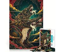 Rompecabezas de 1000 Piezas con ilustración de Lobo de Tres Cabezas para Adultos Regalos para Fortalecer la Memoria y Relajarse Tiempo de Calidad Artículo de Santa Claus 50x75cm