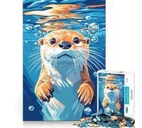 Rompecabezas de 1000 Piezas con ilustración de Nutria Nadando bajo el Agua para Adolescentes Rompecabezas con Efecto de Memoria, luz Relajante y diseño Atractivo (50x75cm)