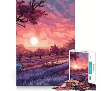 Rompecabezas de 1000 Piezas con ilustración de Paisaje de Atardecer Rosa para Adultos y Adolescentes Juguete para Pensar y reflexionar Alivia el estrés Regalo navideño de Corte Limpio (50x75cm)