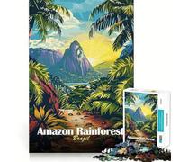 Rompecabezas de 1000 Piezas con ilustración de Paisaje de la Selva amazónica de Brasil Desarrolla la lógica,el Pensamiento,la Habilidad para Cortar y la destreza Manual para Momentos de Tranquilidad