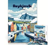 Rompecabezas de 1000 Piezas con ilustración de Paisaje Invernal de Reikiavik, Islandia, para Adolescentes Juguete para desarrollar la Habilidad y Relajarse Corte preciso Regalo Ideal (38x26cm)