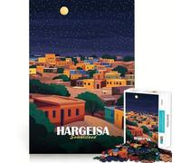 Rompecabezas de 1000 Piezas con ilustración de Paisaje Nocturno de Hargeisa,Somalilandia Juguete para Resolver Problemas Juego Relajante para Momentos de Tranquilidad Regalo de decoración navideña