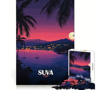 Rompecabezas de 1000 Piezas con ilustración de Paisaje Nocturno Tropical de SUVA Fiyi para Adultos Ideal para Entrenar la Memoria y Disfrutar de Momentos tranquilos Bordes precisos