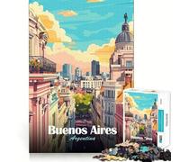 Rompecabezas de 1000 Piezas con ilustración de Paisaje Urbano de Buenos Aires,Argentina Corte preciso Divertido desafío Mental Juguete para Relajarse Juego de cumpleaños Arte para Jugar (38x52cm)