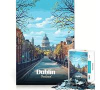 Rompecabezas de 1000 Piezas con ilustración de Paisaje Urbano de Dublín,Irlanda Corte Impecable Divertido Juego para Resolver Problemas Juego Gratuito Arte (50x75cm)